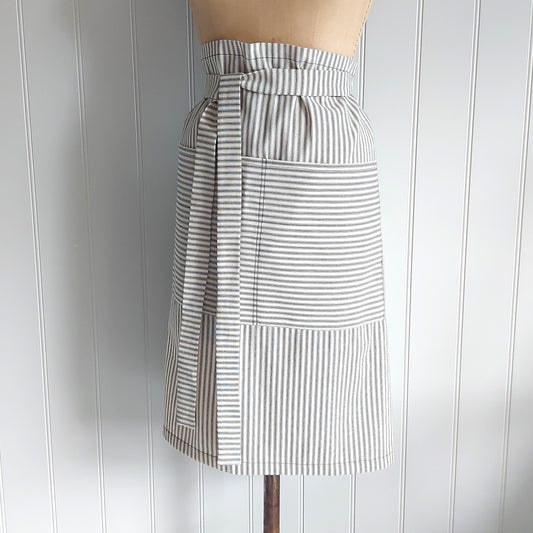 French Ticking Half Apron - Black