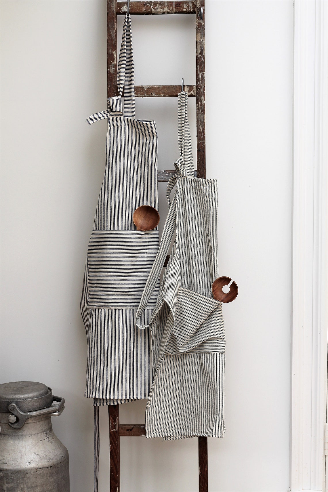 Tea towels - set of 3 Black/White ticking