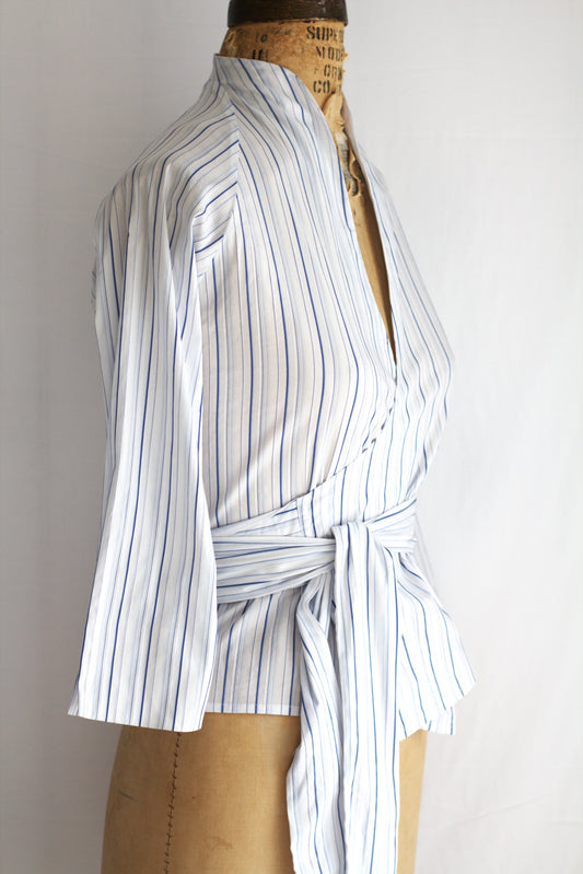 Tiffany - multi-stripe cotton wrap shirt