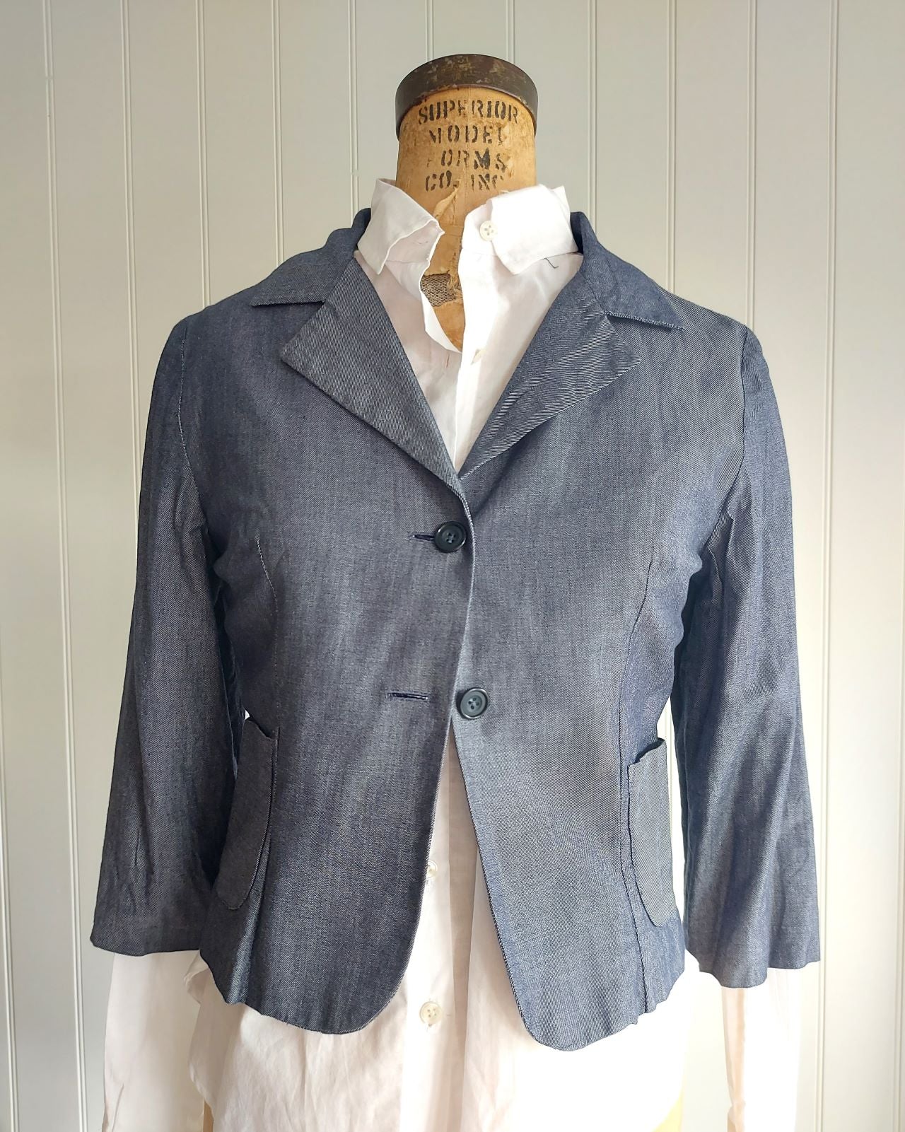 Darcy -denim chambray cotton tailored jacket