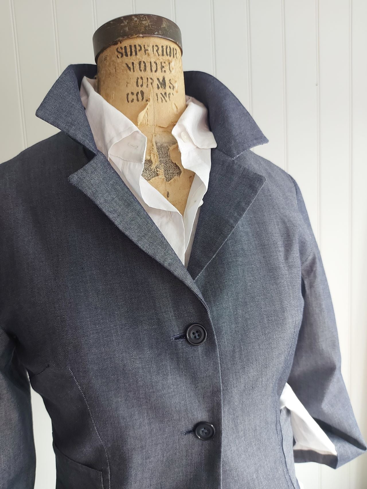 Darcy -denim chambray cotton tailored jacket
