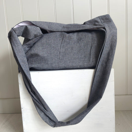 Messenger/Newspaper - Cotton chambray crossbody bag