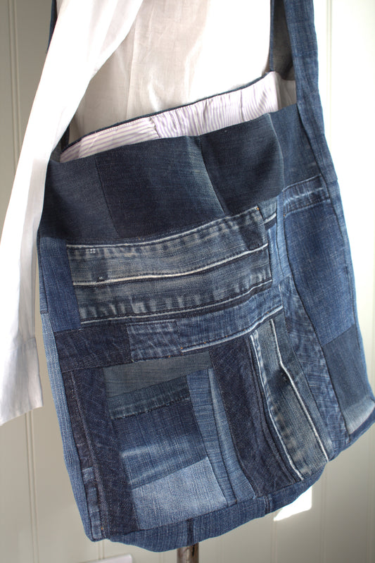 Messenger - patchwork denim crossbody bag