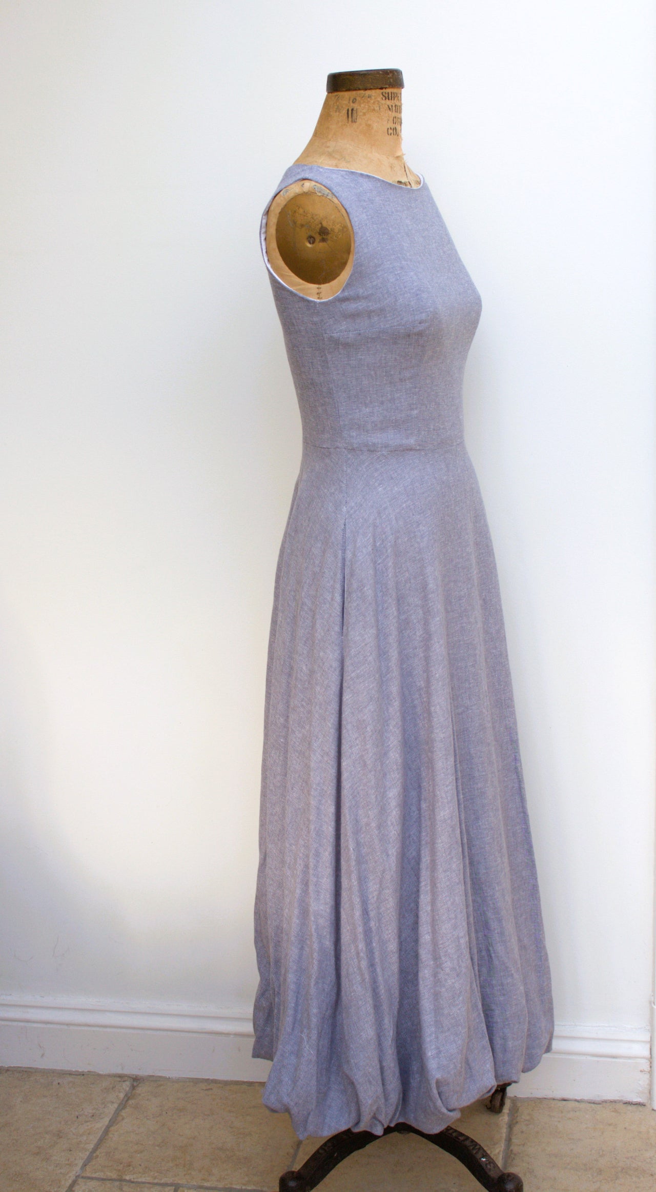 Paris - linen long dress with bubble hem
