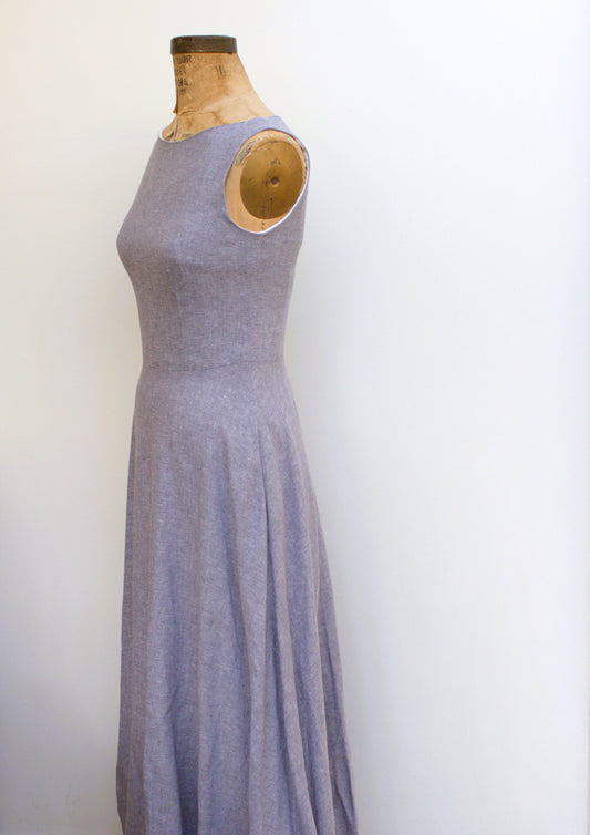 Paris - linen long dress with bubble hem