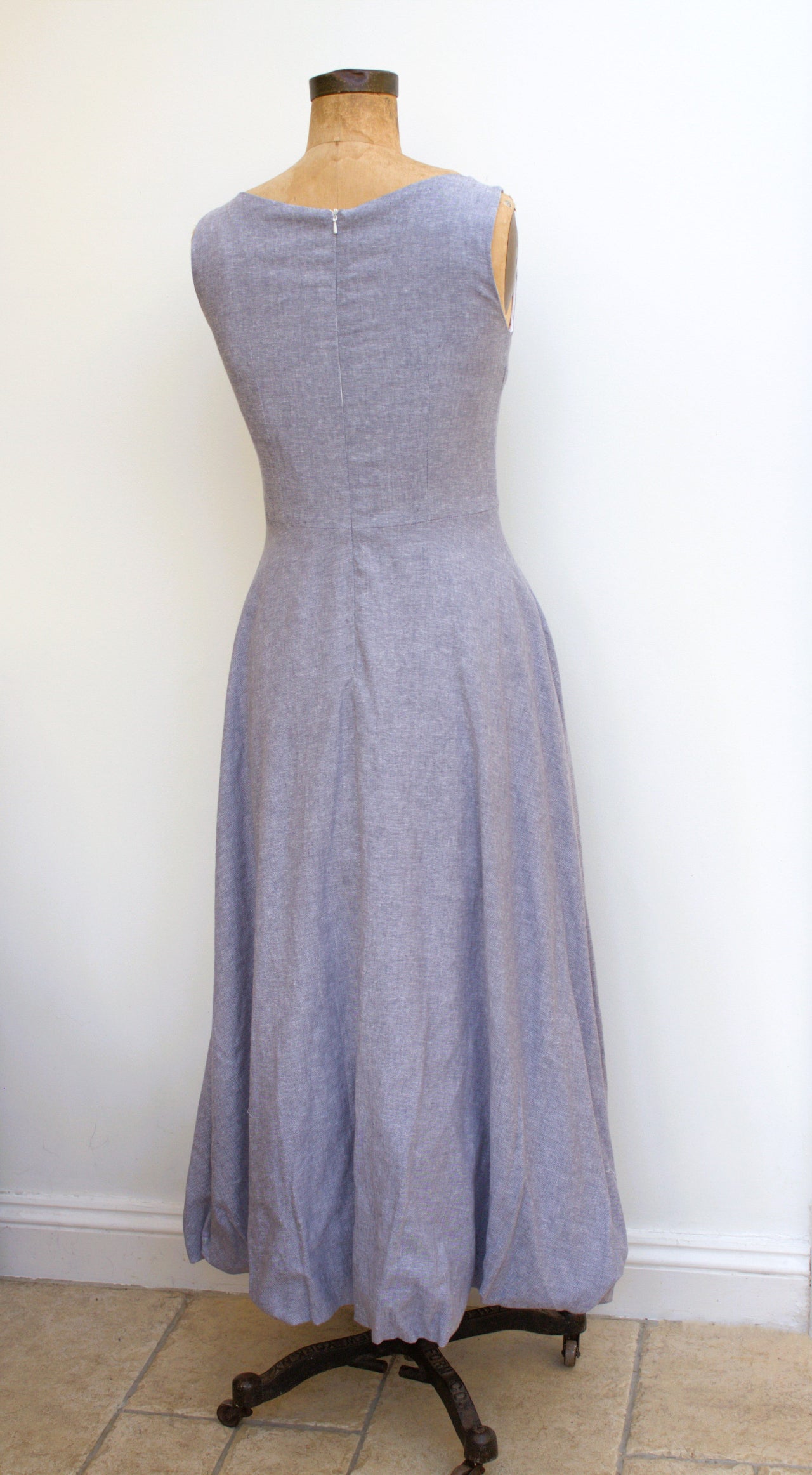 Paris - linen long dress with bubble hem