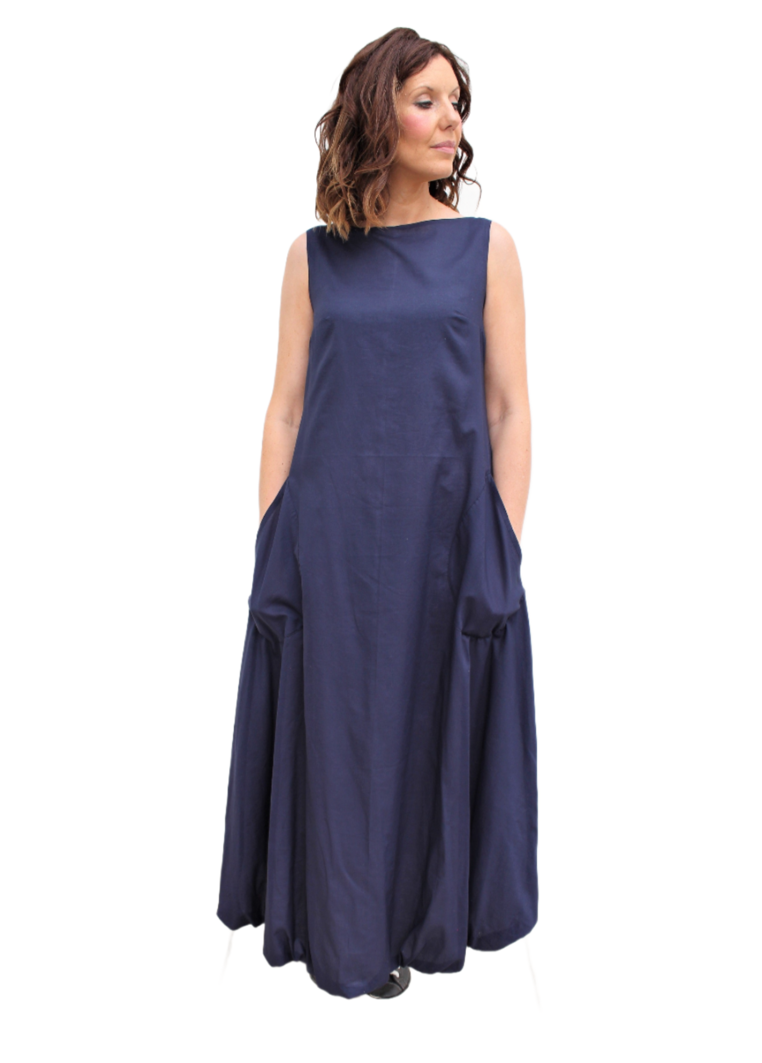 Cloud - long cotton dress, with bubble hem