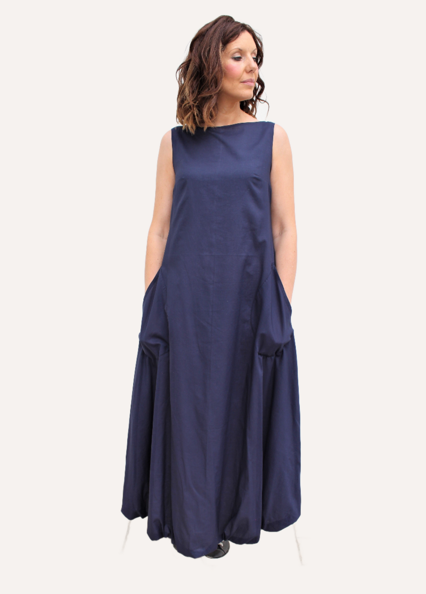 Cloud - long cotton dress, with bubble hem