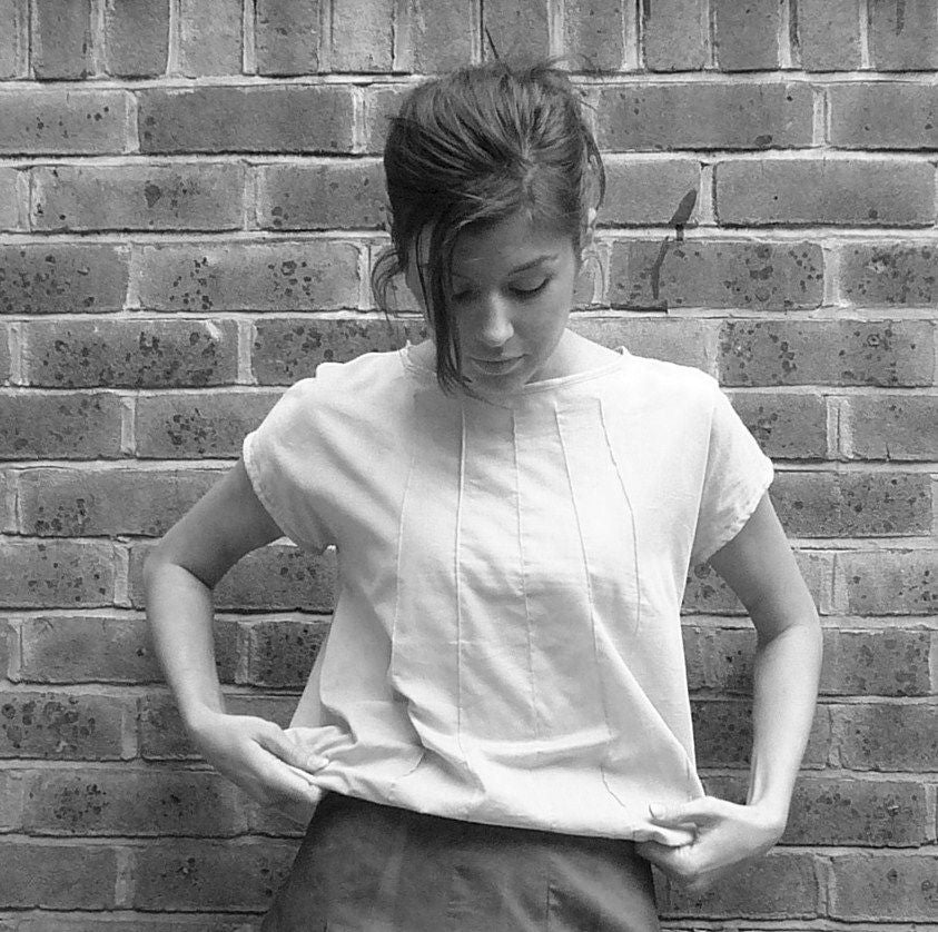 CK - linen top with pintuck details