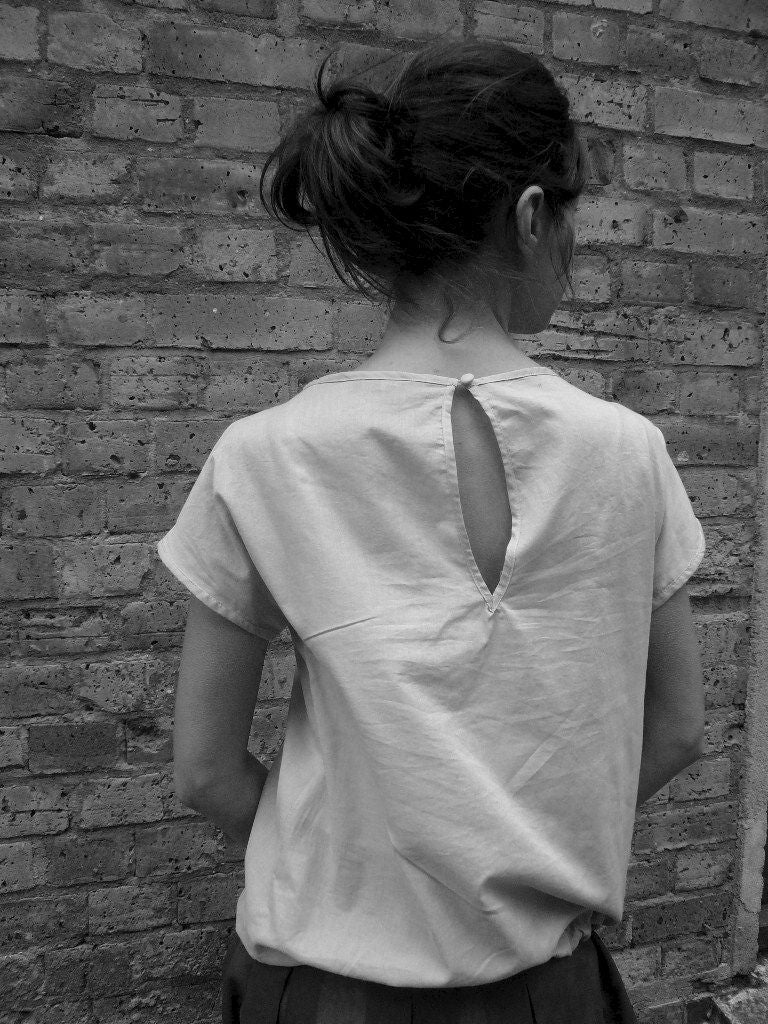 CK - flannel grey cotton top with pintuck details