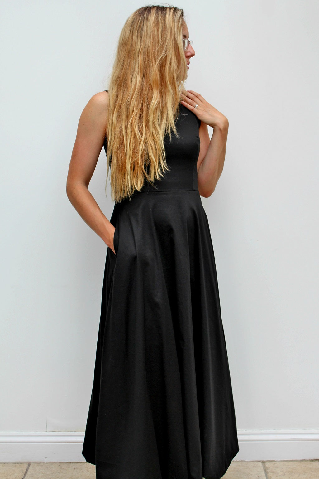 Paris - cotton long dress with bubble hem