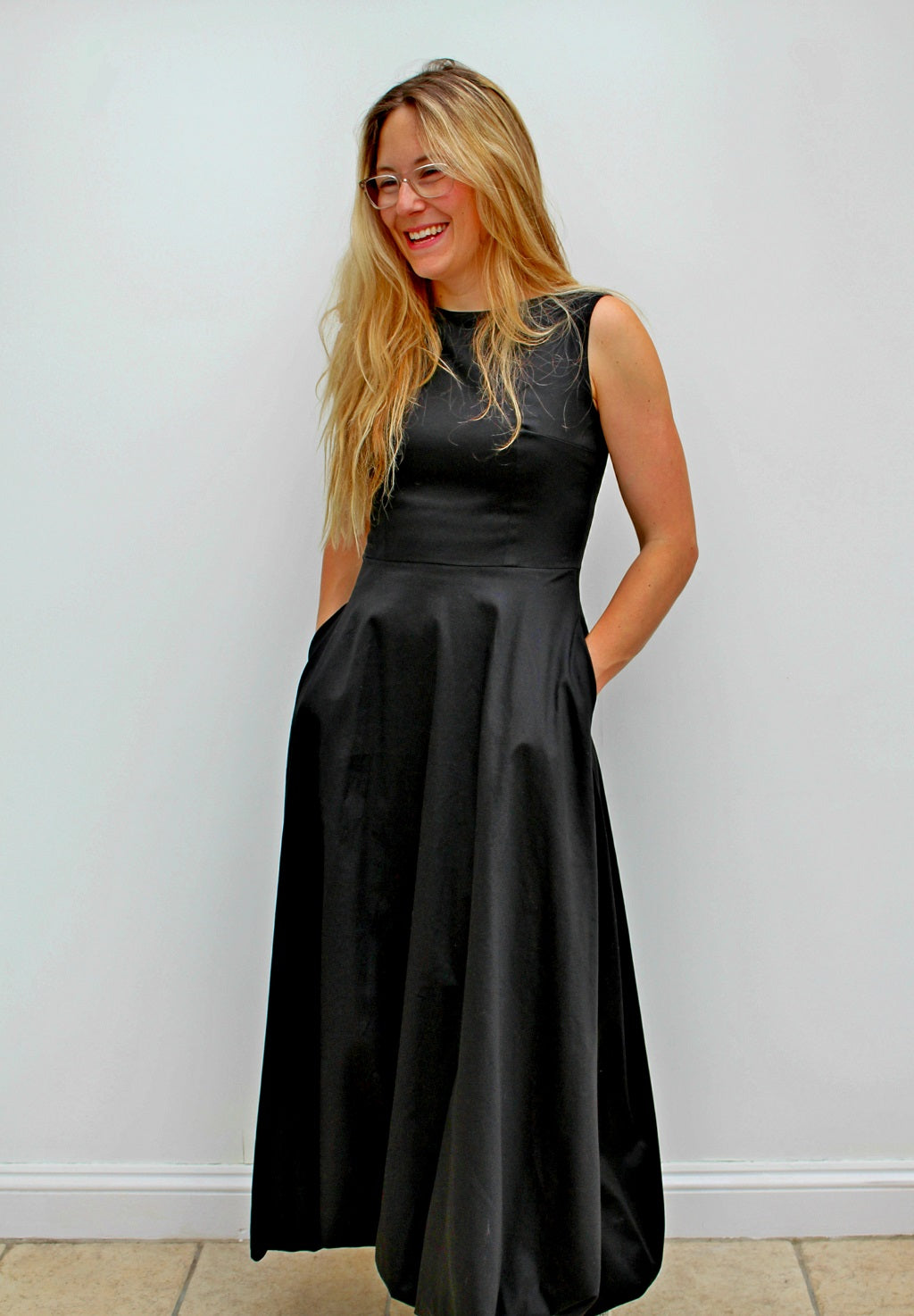 Jolie - cotton long dress with bubble hem