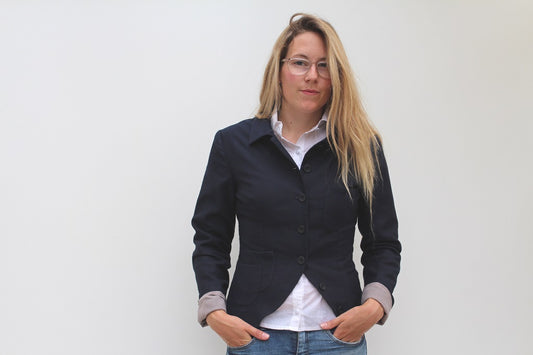 cotton tailored navy jacket