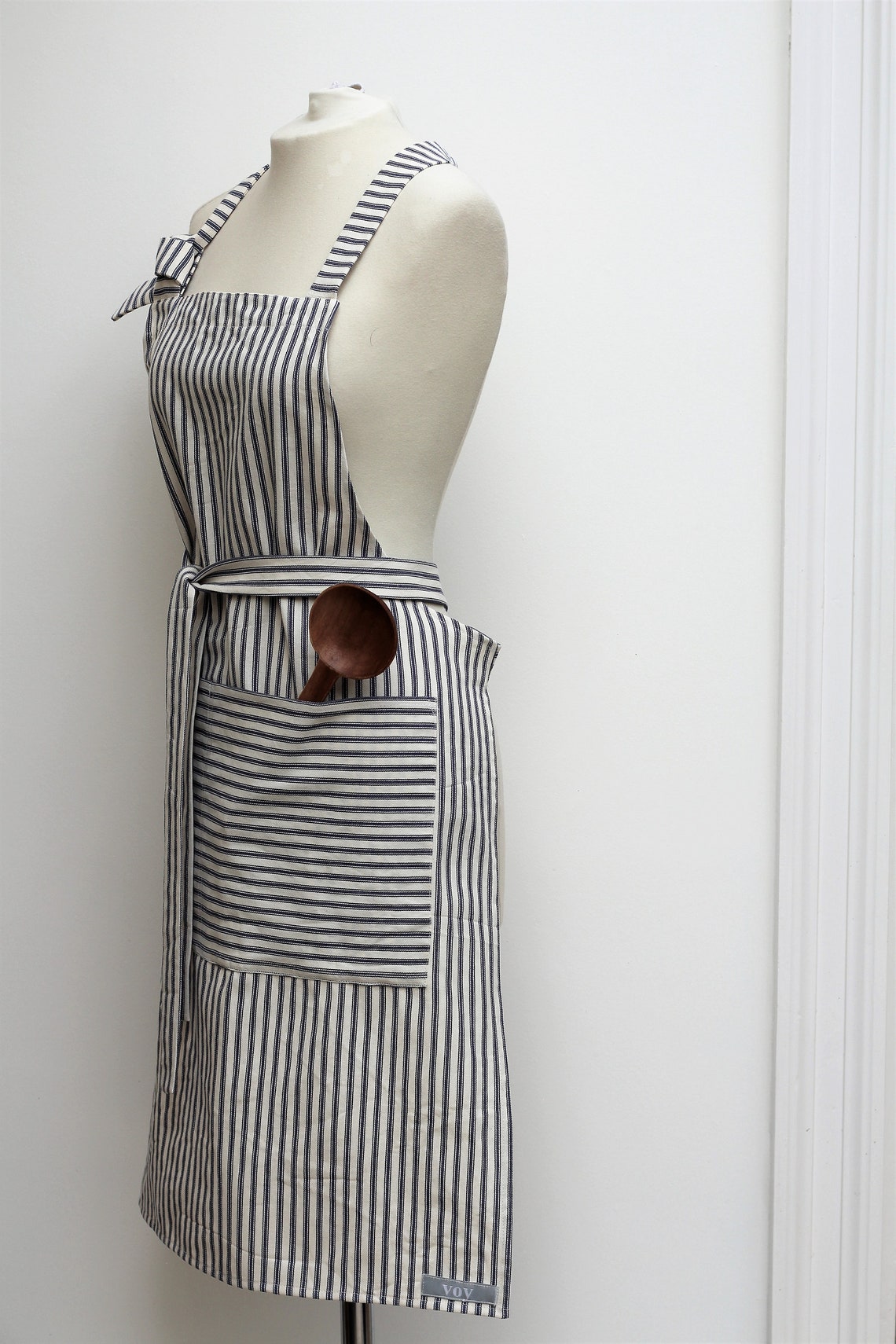 Apron - Blue/White ticking