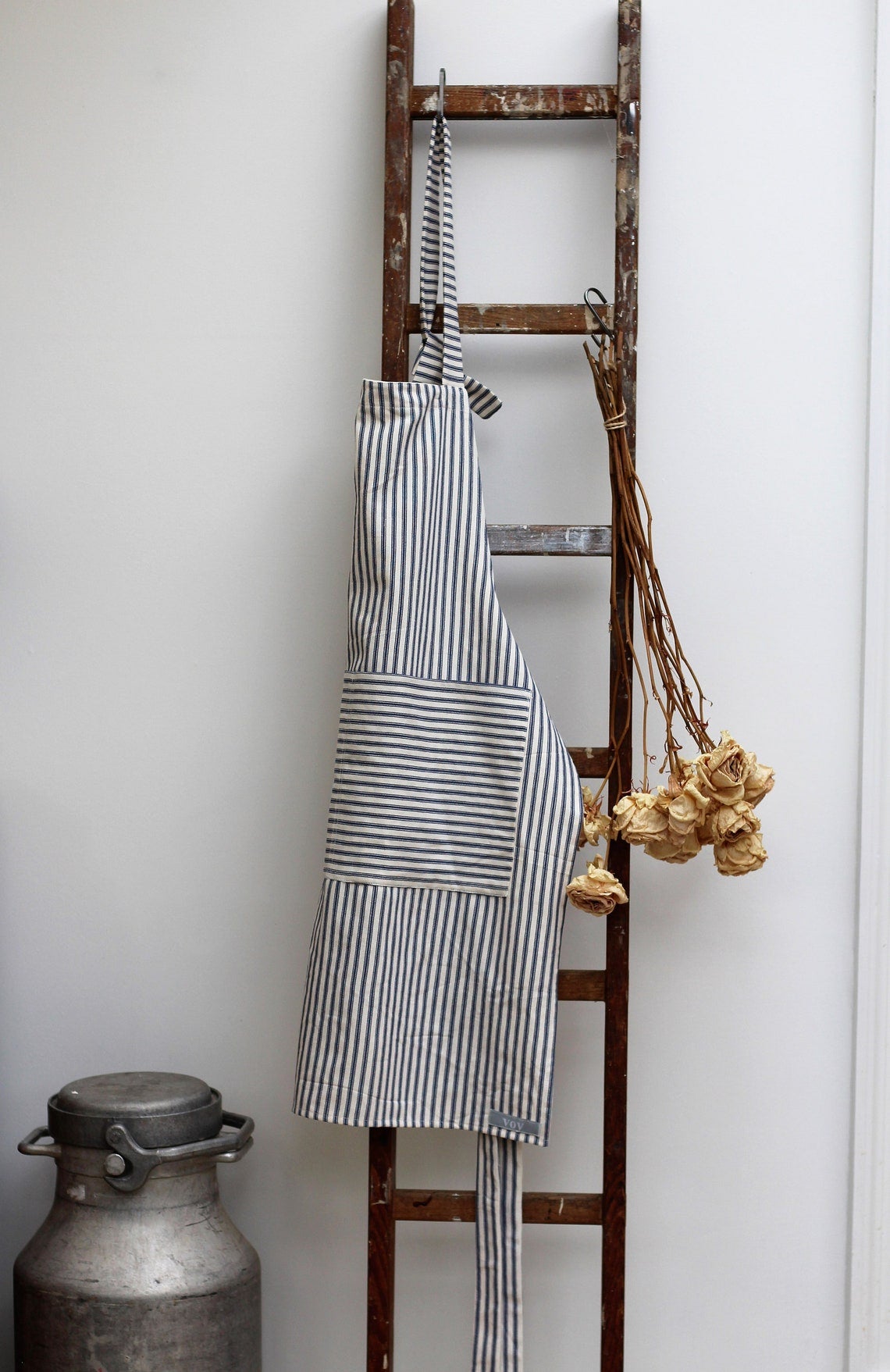 Apron - Blue/White ticking