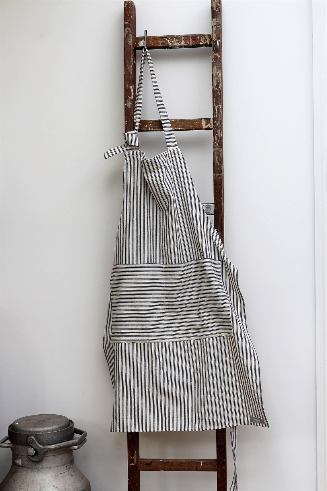 Apron - Blue/White ticking