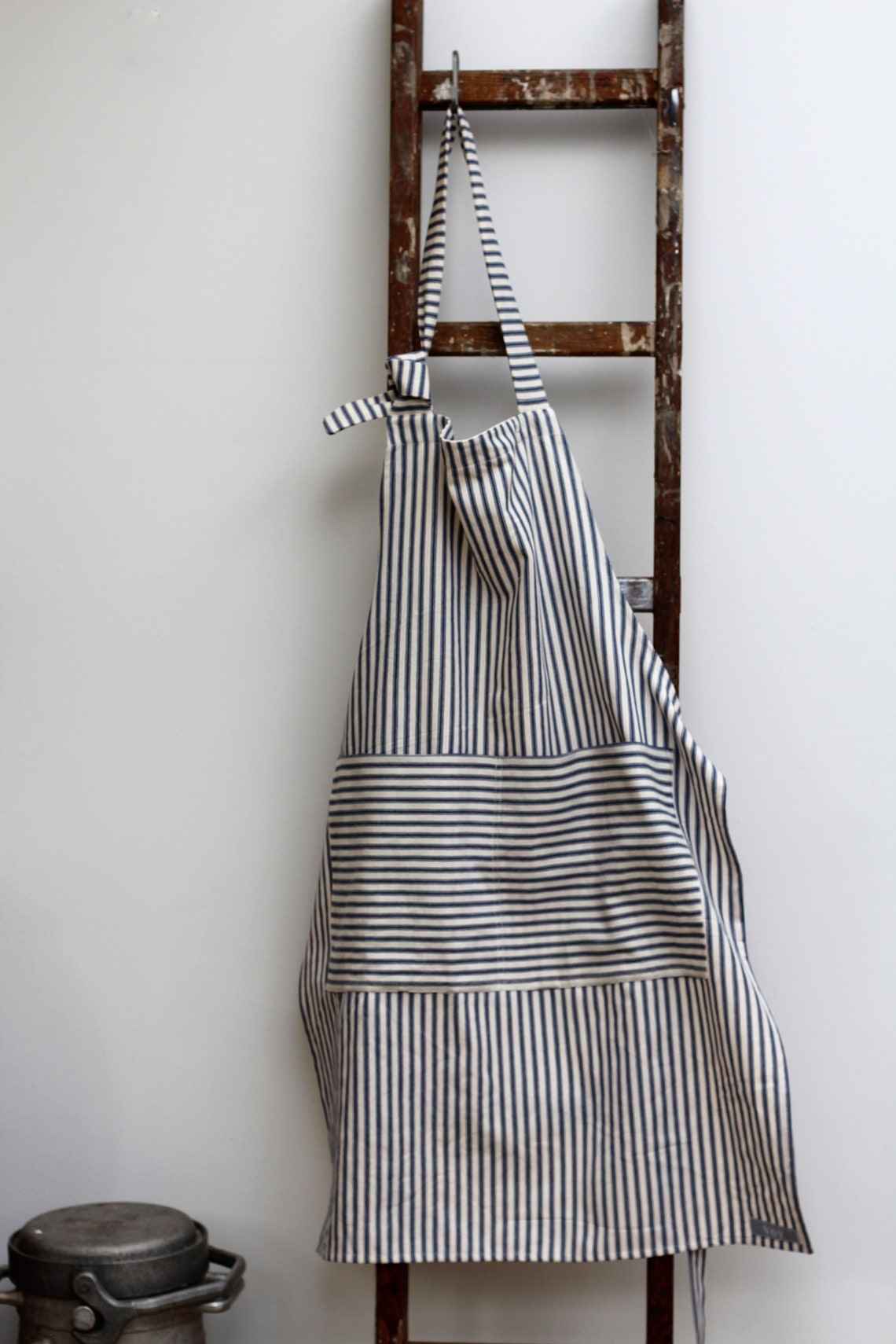 Apron - Black/White ticking