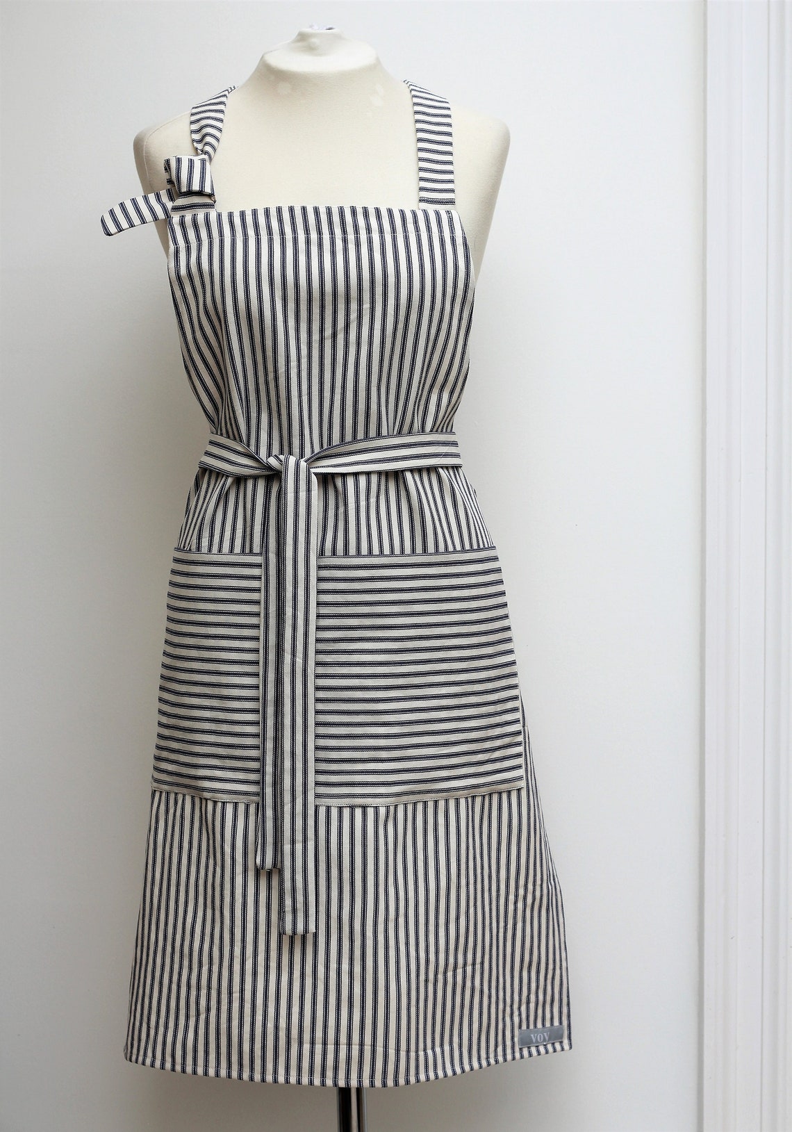 Apron - Blue/White ticking