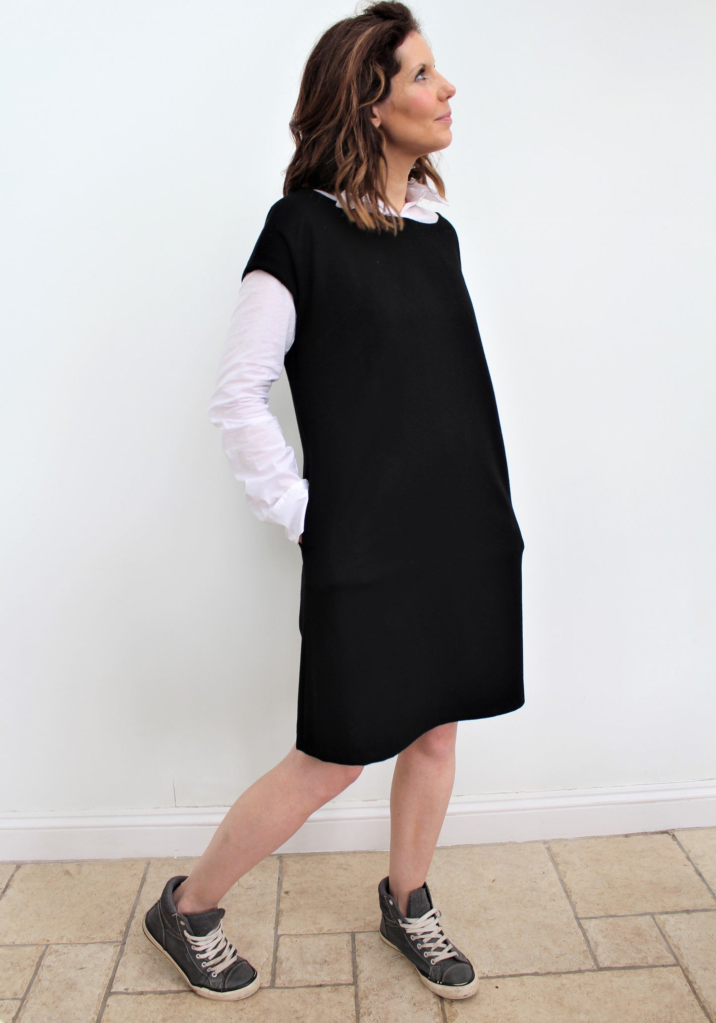 Eliza - a stylish wool tunic dress, with a slight A-line silhouette