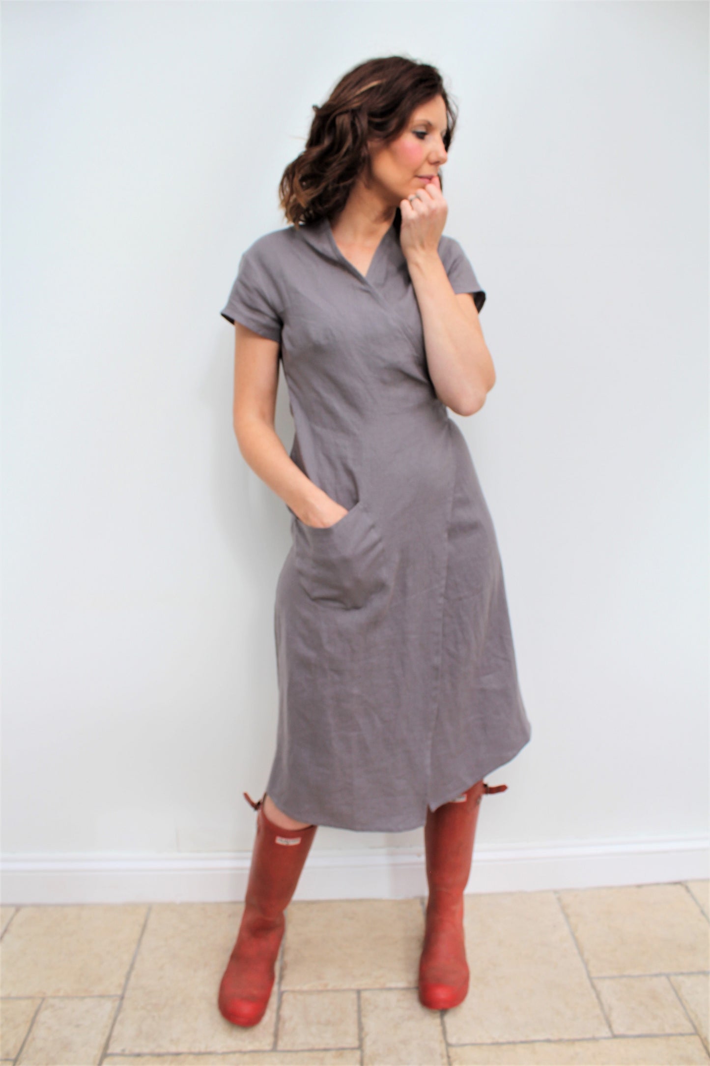 Celeste - linen wrap dress