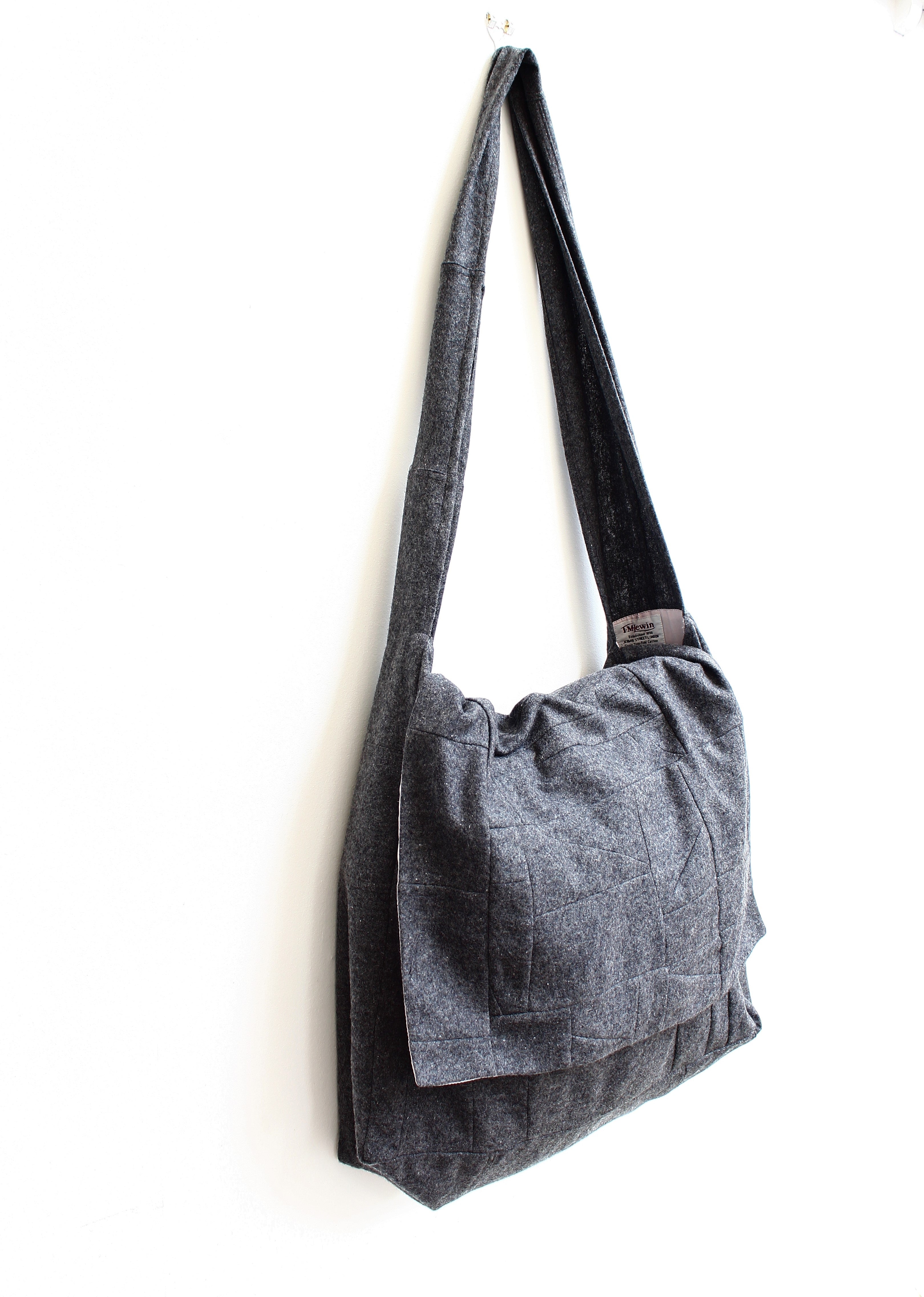 Messenger - patchwork wool crossbody bag with flap