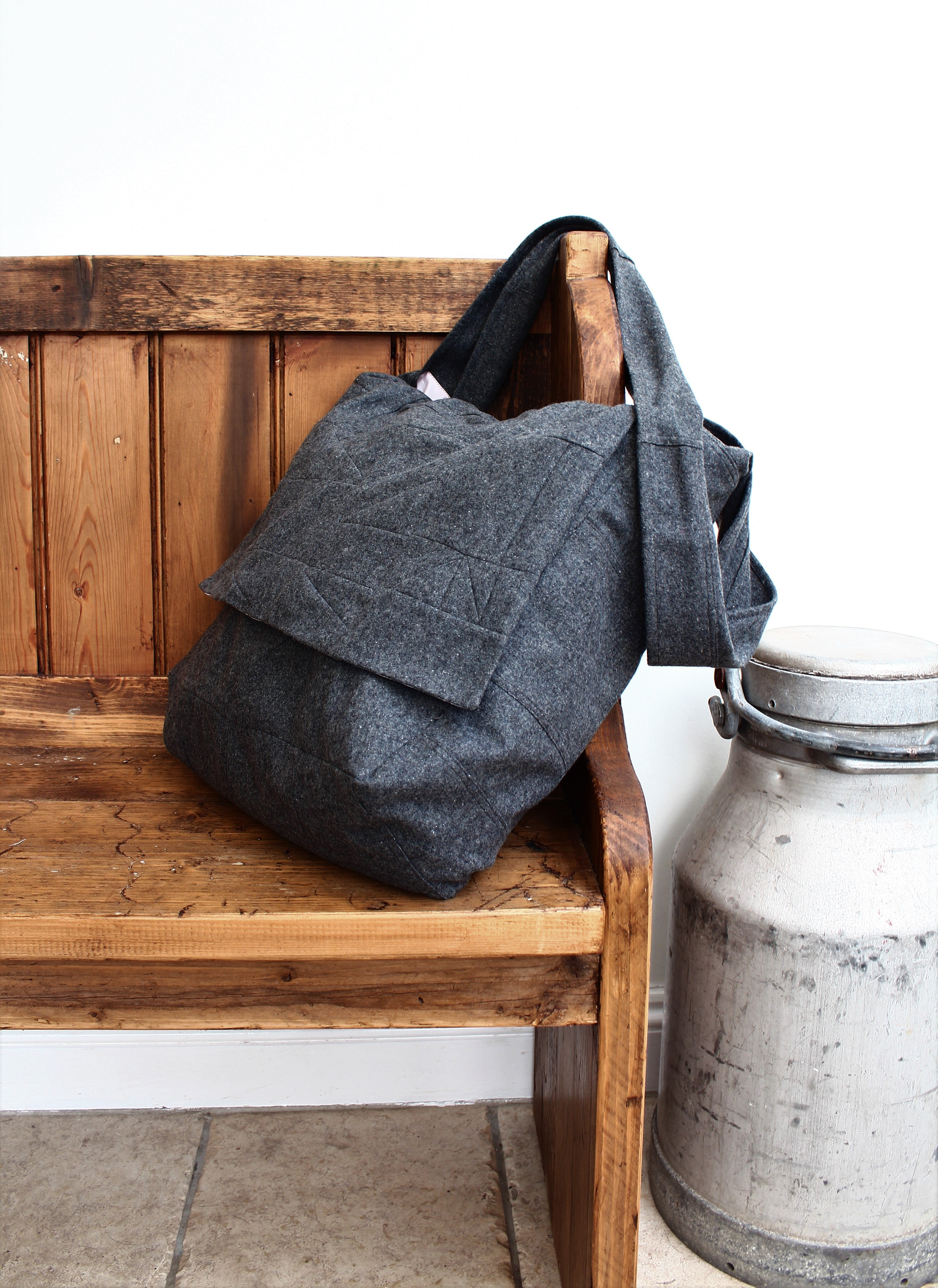 Messenger - patchwork wool crossbody bag with flap