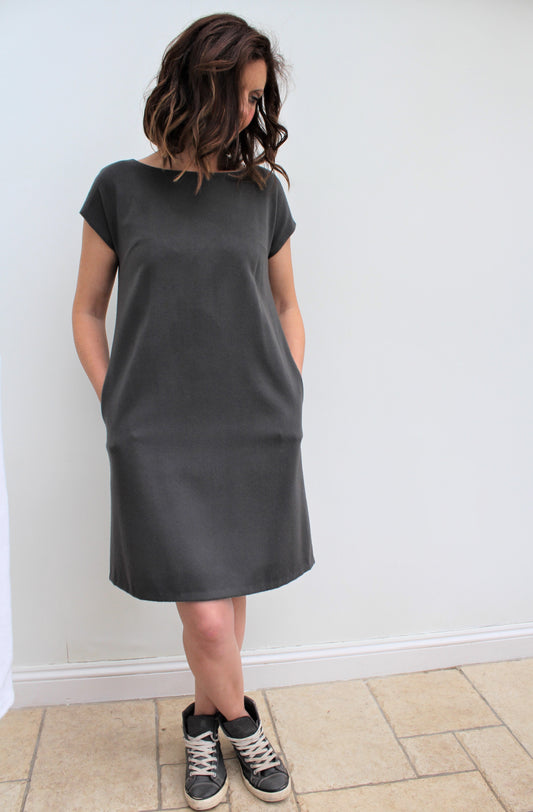 Eliza - a stylish wool tunic dress, with a slight A-line silhouette