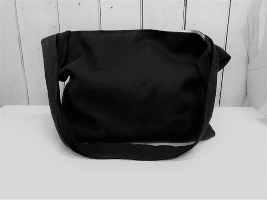 Messenger -black linen crossbody bag