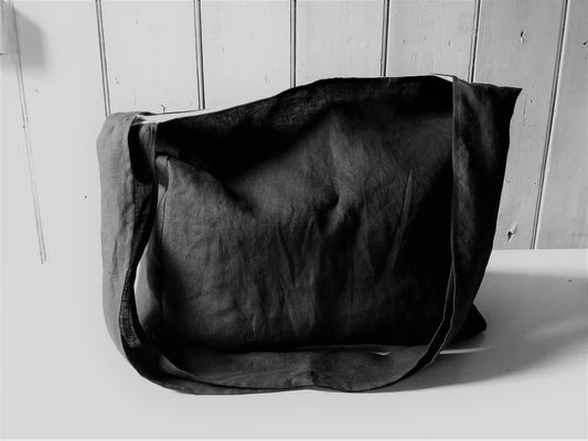 Messenger - Charcoal linen crossbody bag