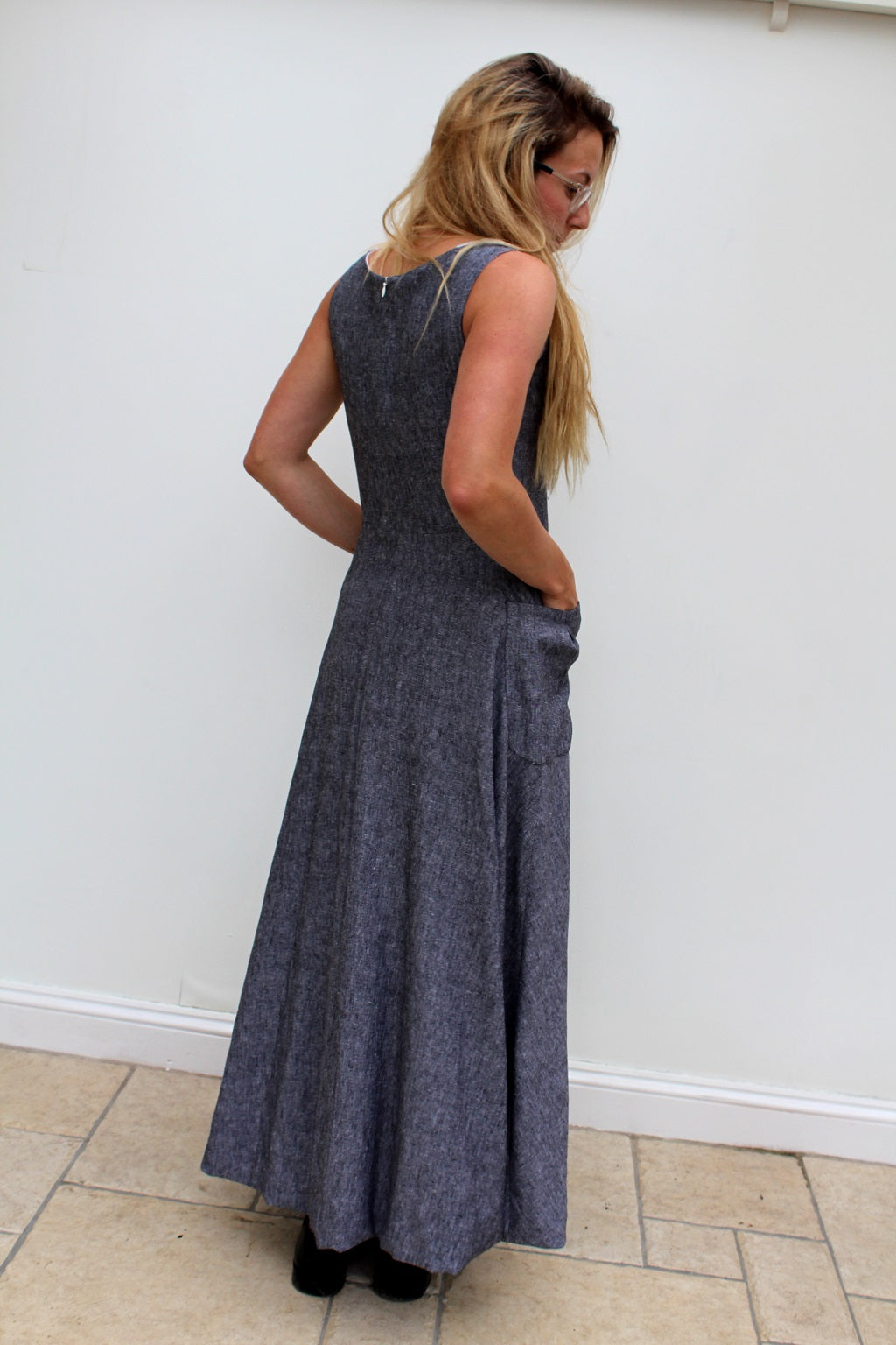 Cloud - long linen dress, with bubble hem