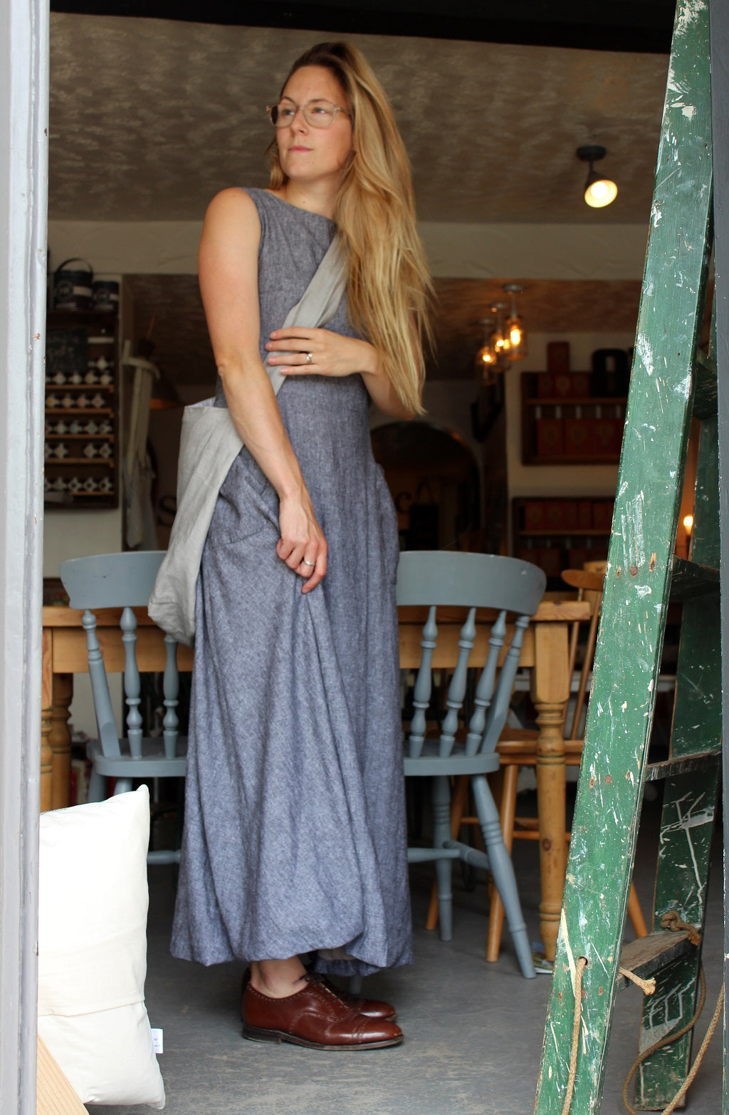 Cloud - long linen dress, with bubble hem