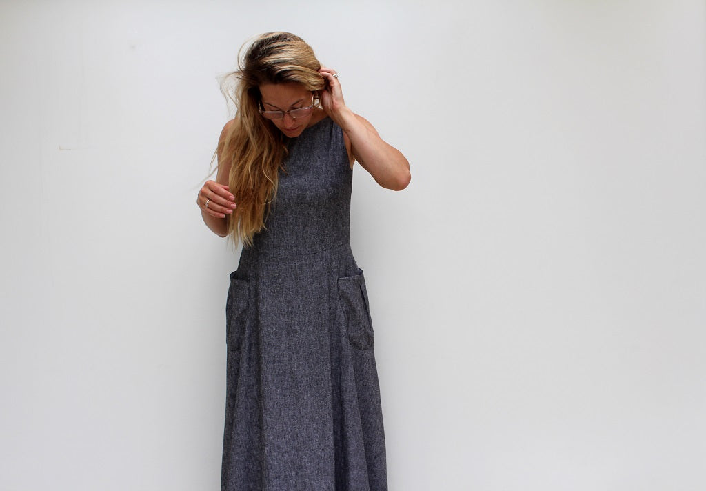 Cloud - long linen dress, with bubble hem