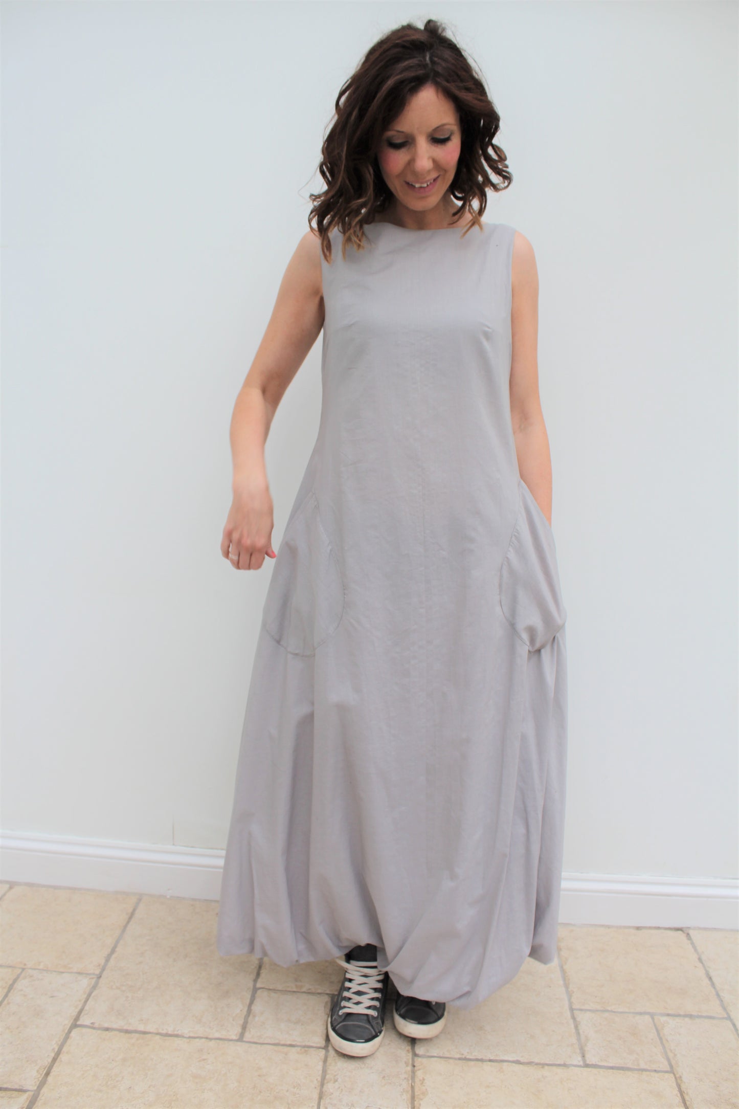 Cloud - long cotton dress, with bubble hem