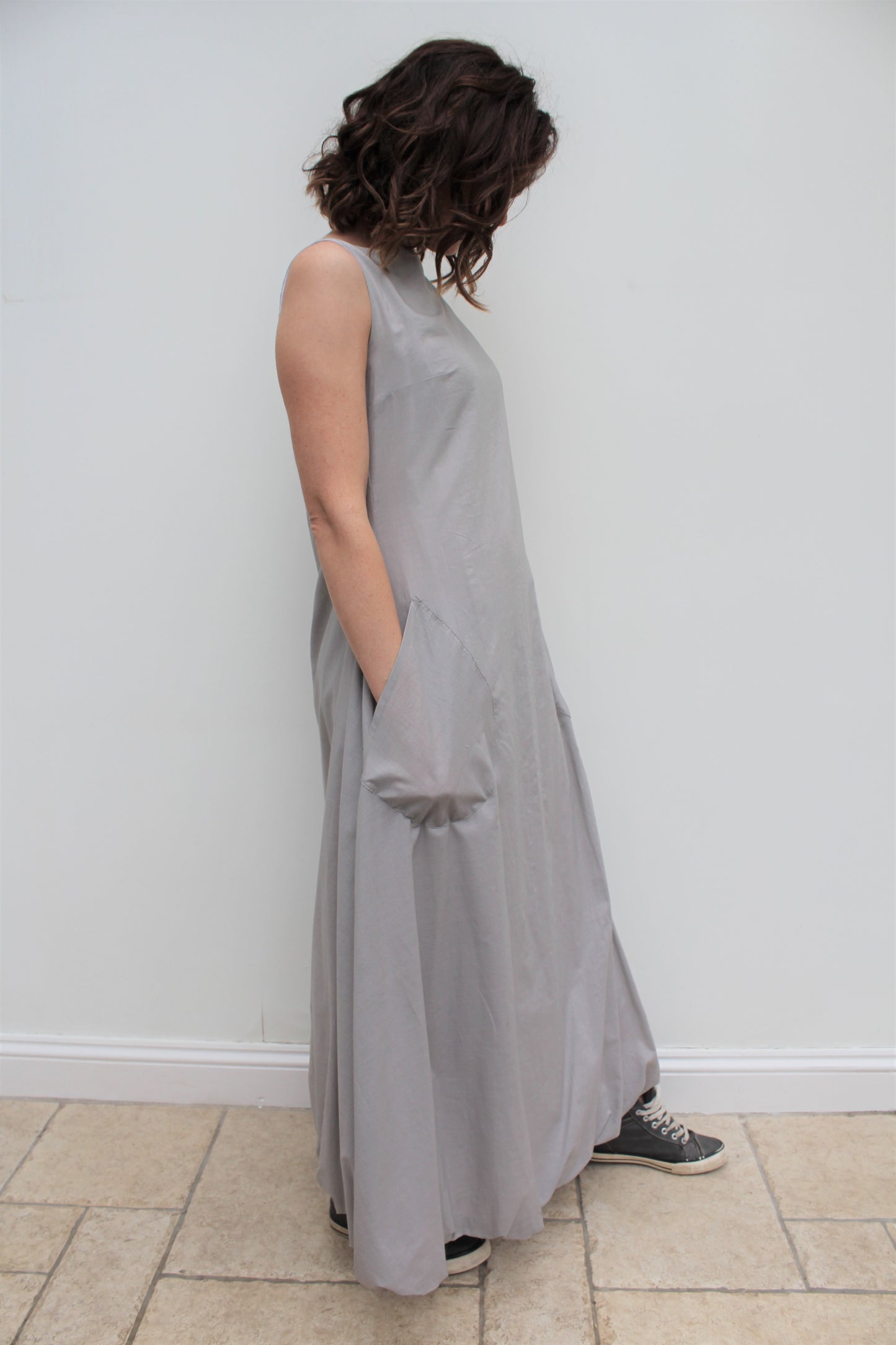 Cloud - long cotton dress, with bubble hem