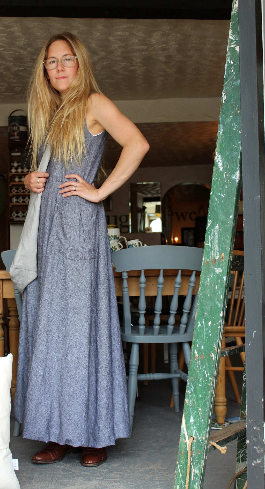 Cloud - long linen dress, with bubble hem