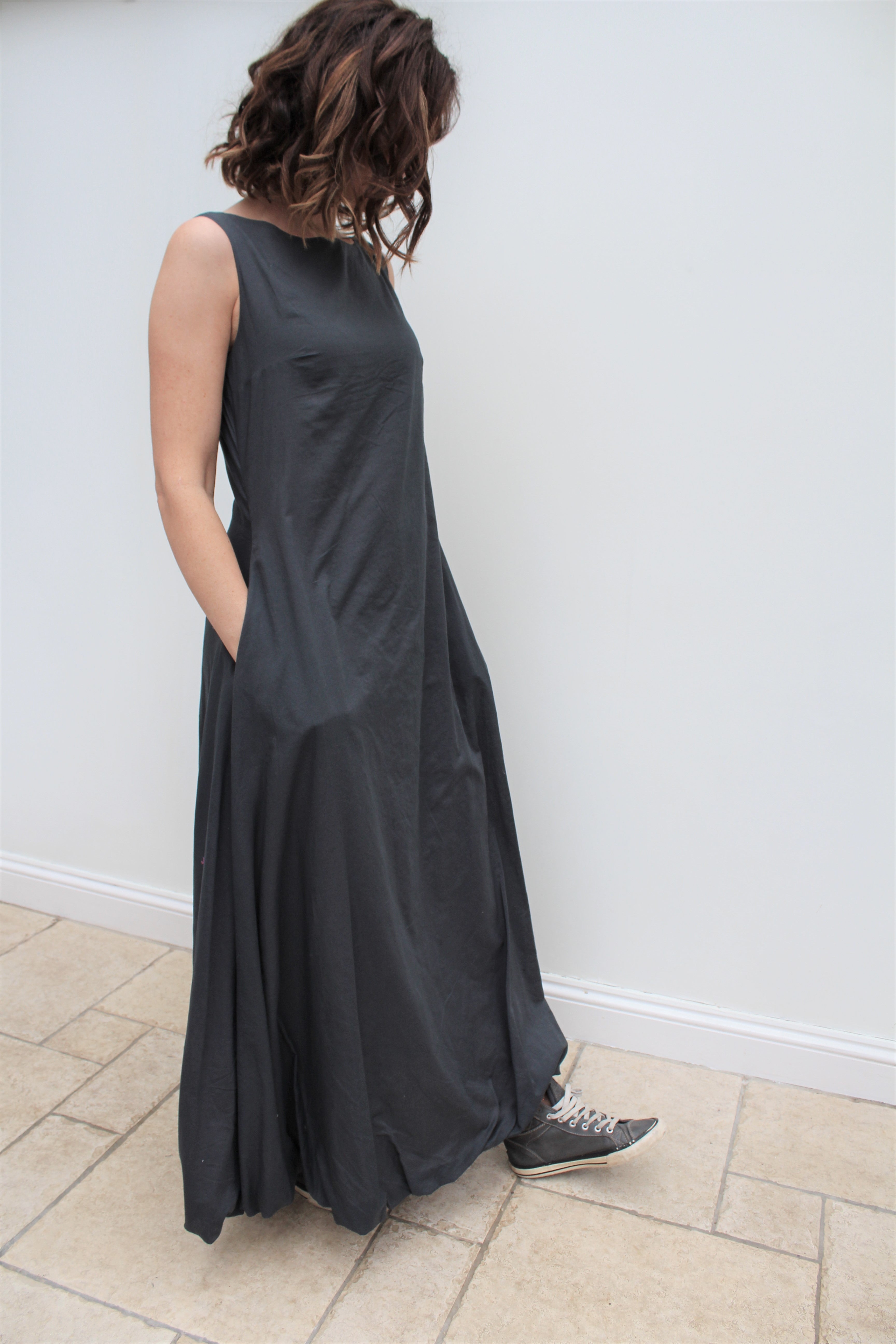 Cloud - long cotton dress, with bubble hem