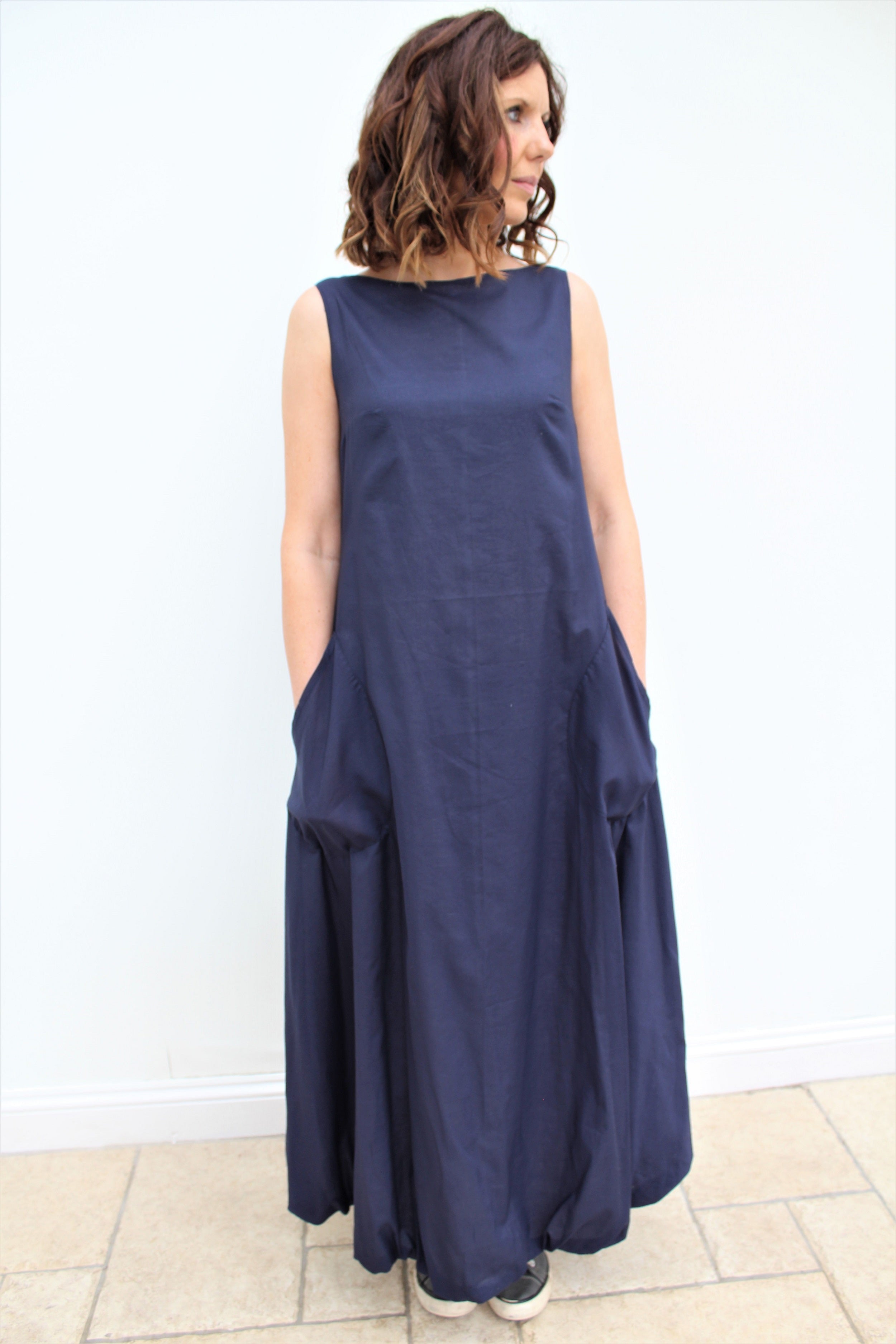 Cloud - long cotton dress, with bubble hem
