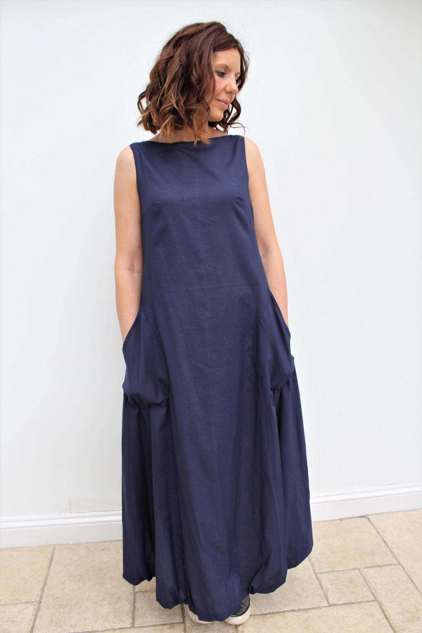 Cloud - long cotton dress, with bubble hem