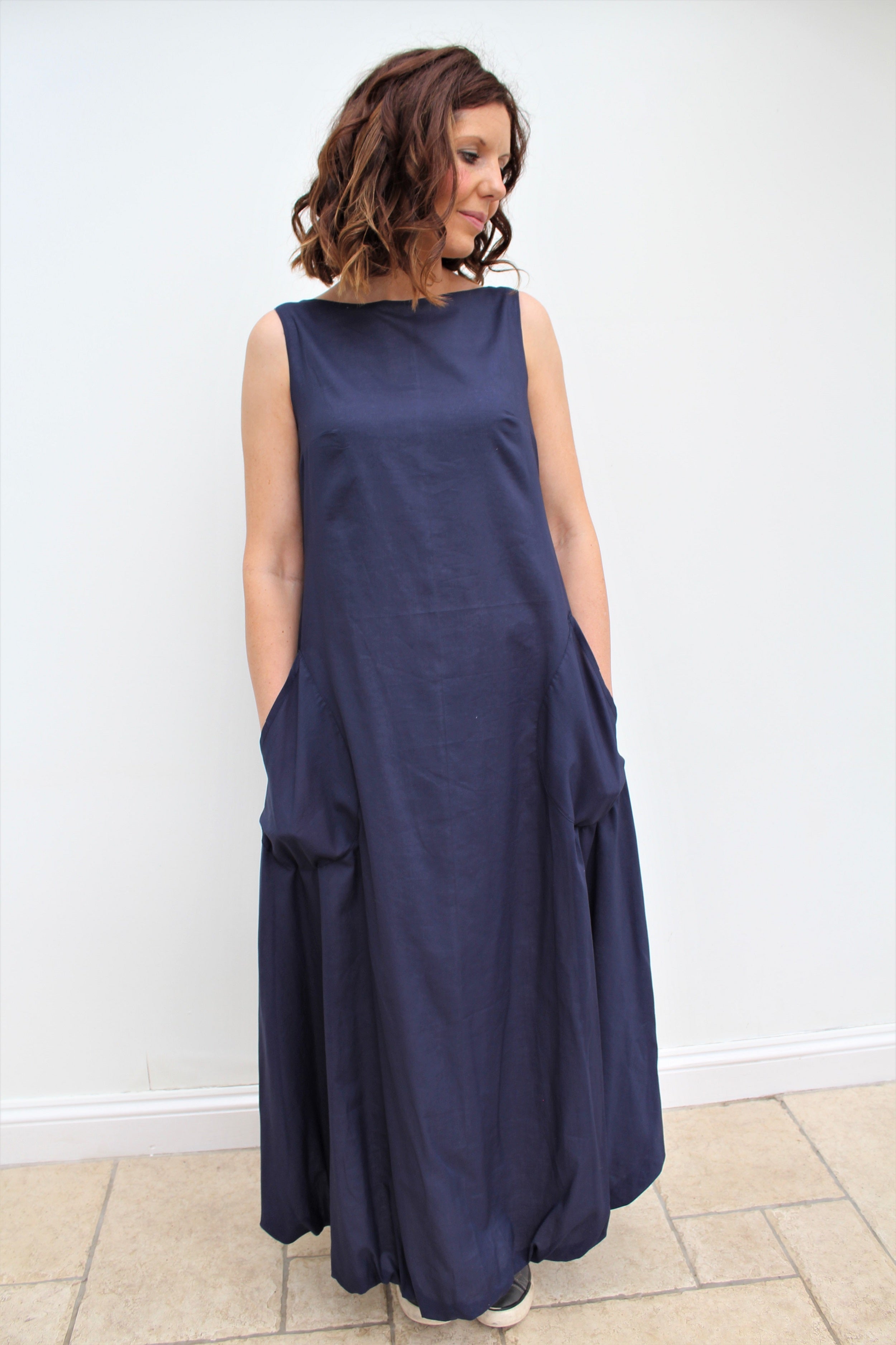 Cloud - long cotton dress, with bubble hem