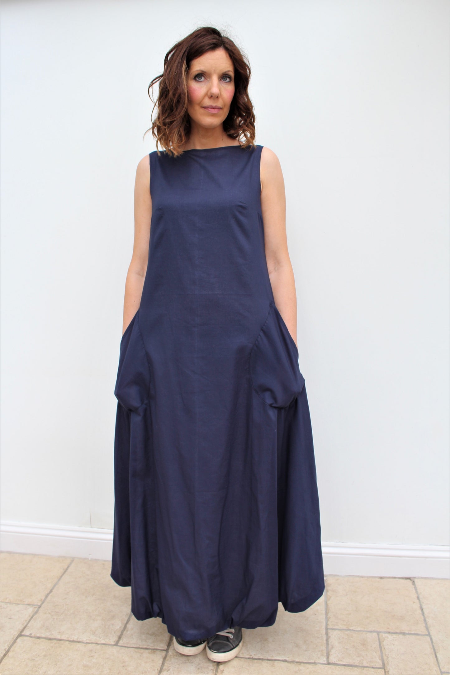 Cloud - long cotton dress, with bubble hem