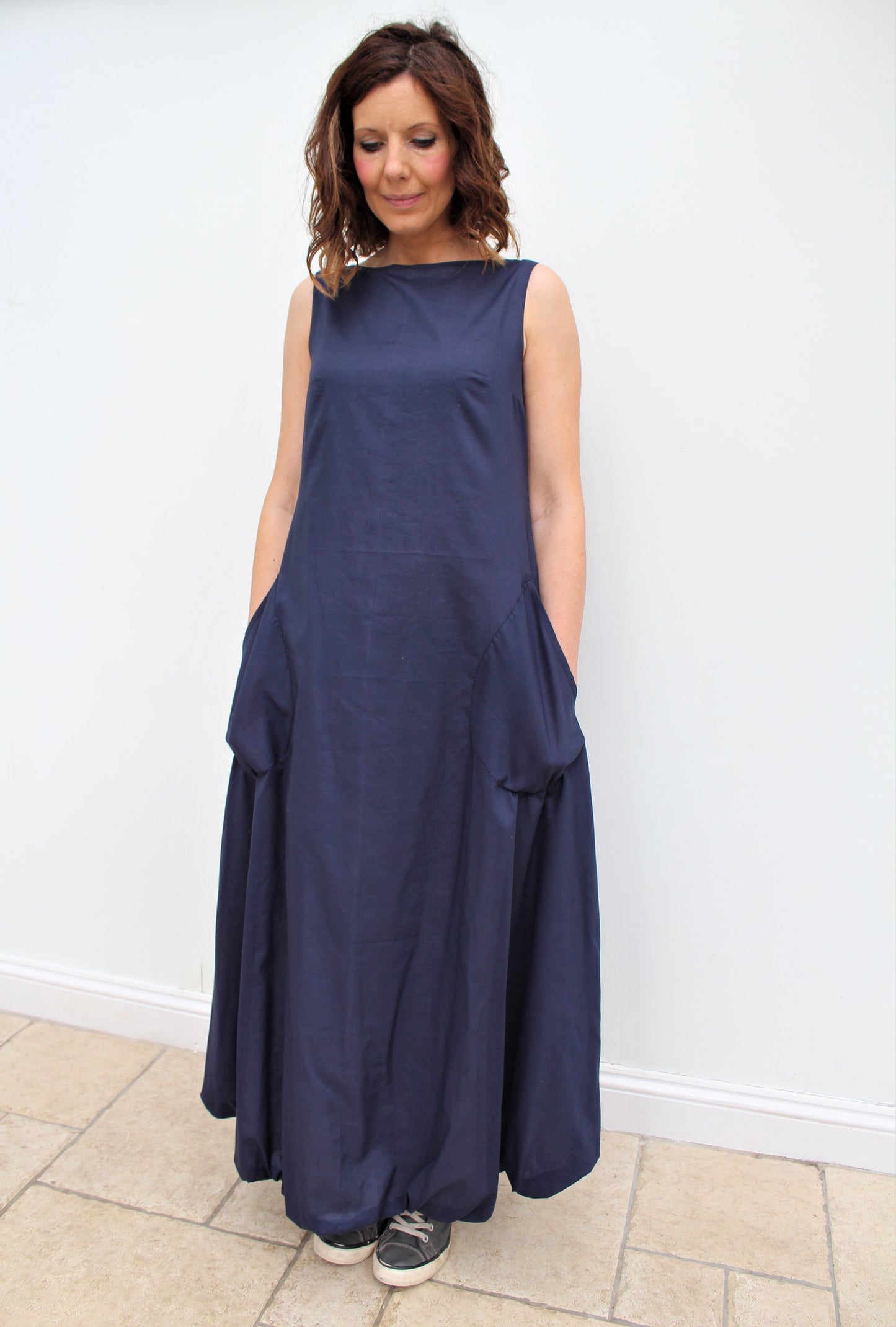 Cloud - long cotton dress, with bubble hem