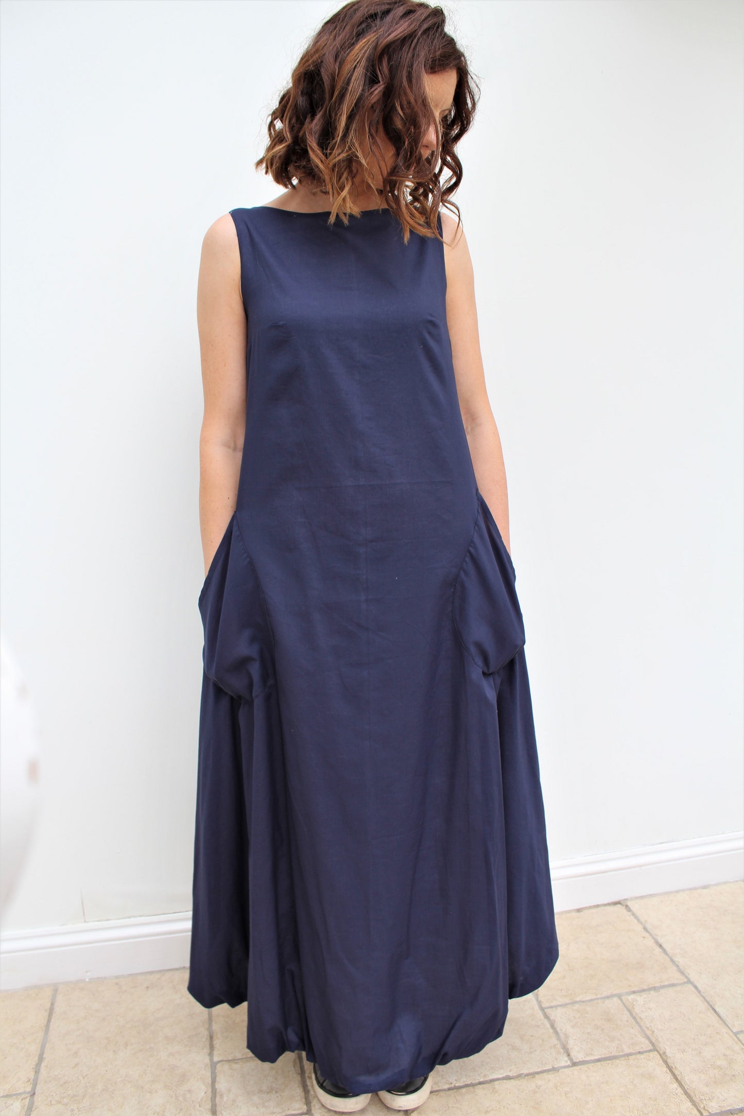 Cloud - long cotton dress, with bubble hem