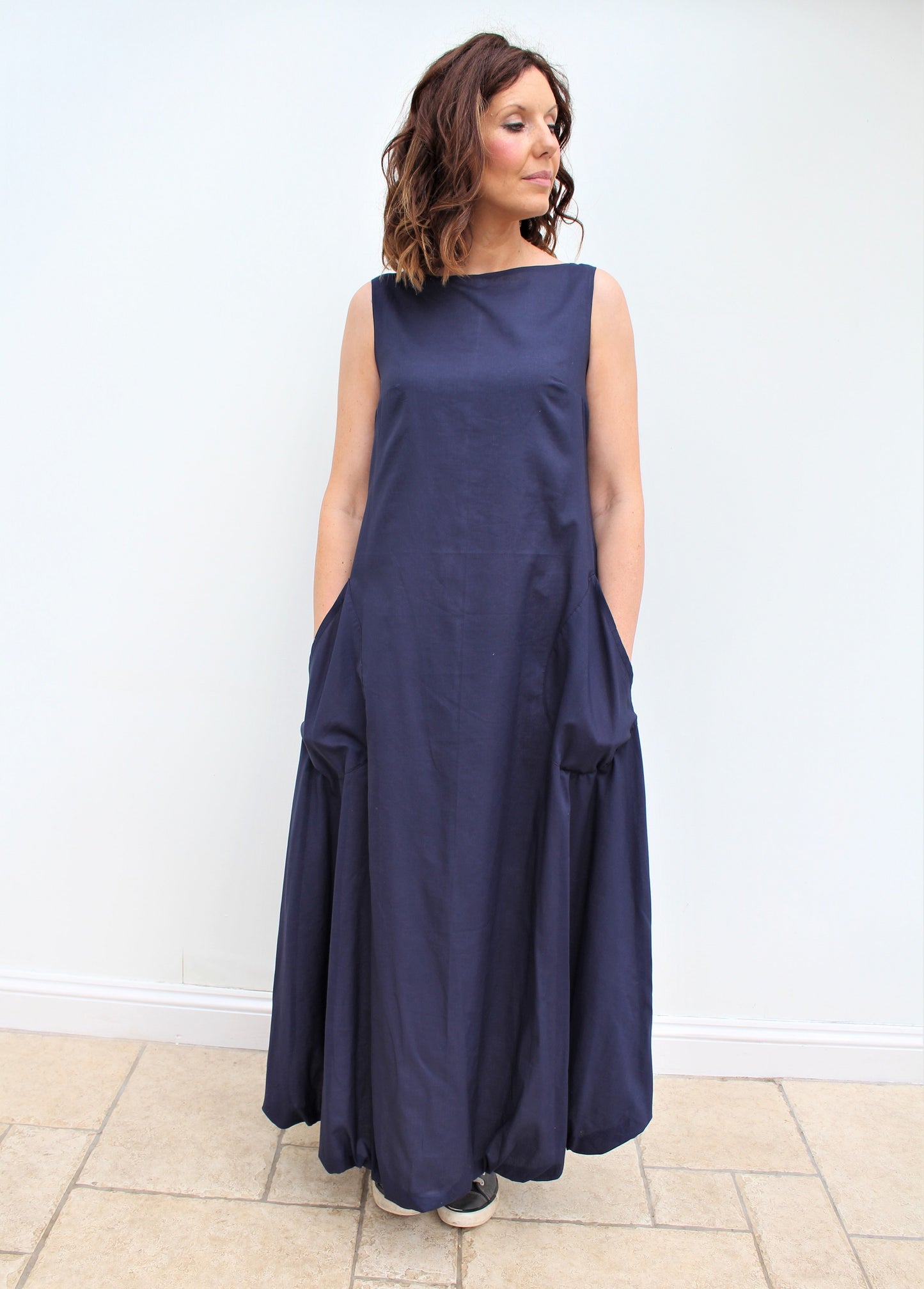 Cloud - long cotton dress, with bubble hem