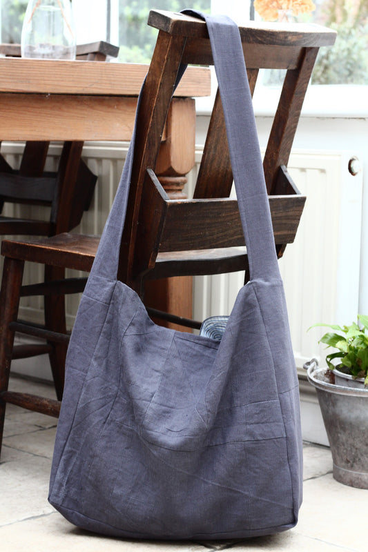 Messenger/Newspaper - linen crossbody bag