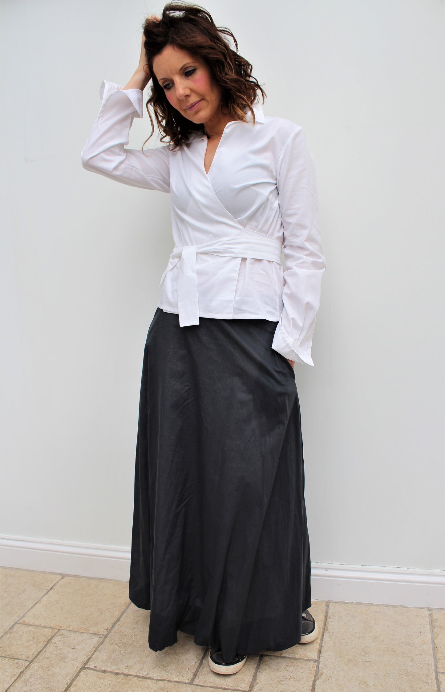 Gigi - cotton long skirt with bubble hem