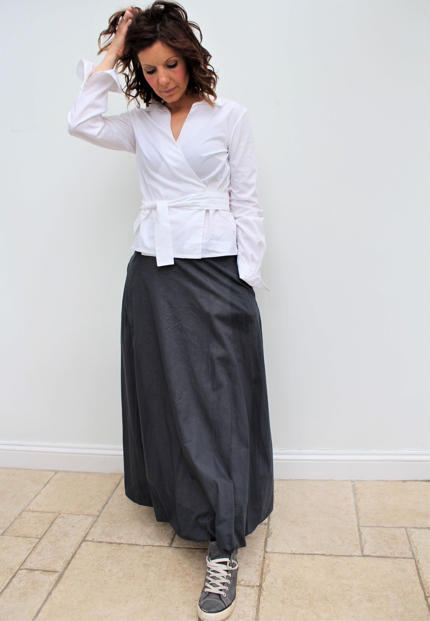 Gigi - cotton long skirt with bubble hem