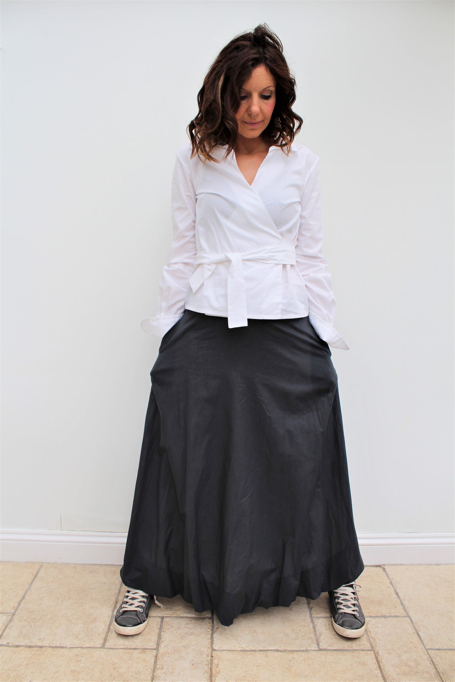 Gigi - cotton long skirt with bubble hem