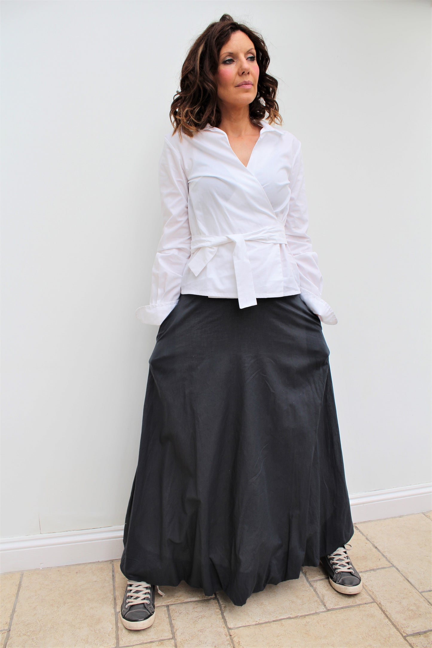 Gigi - cotton long skirt with bubble hem