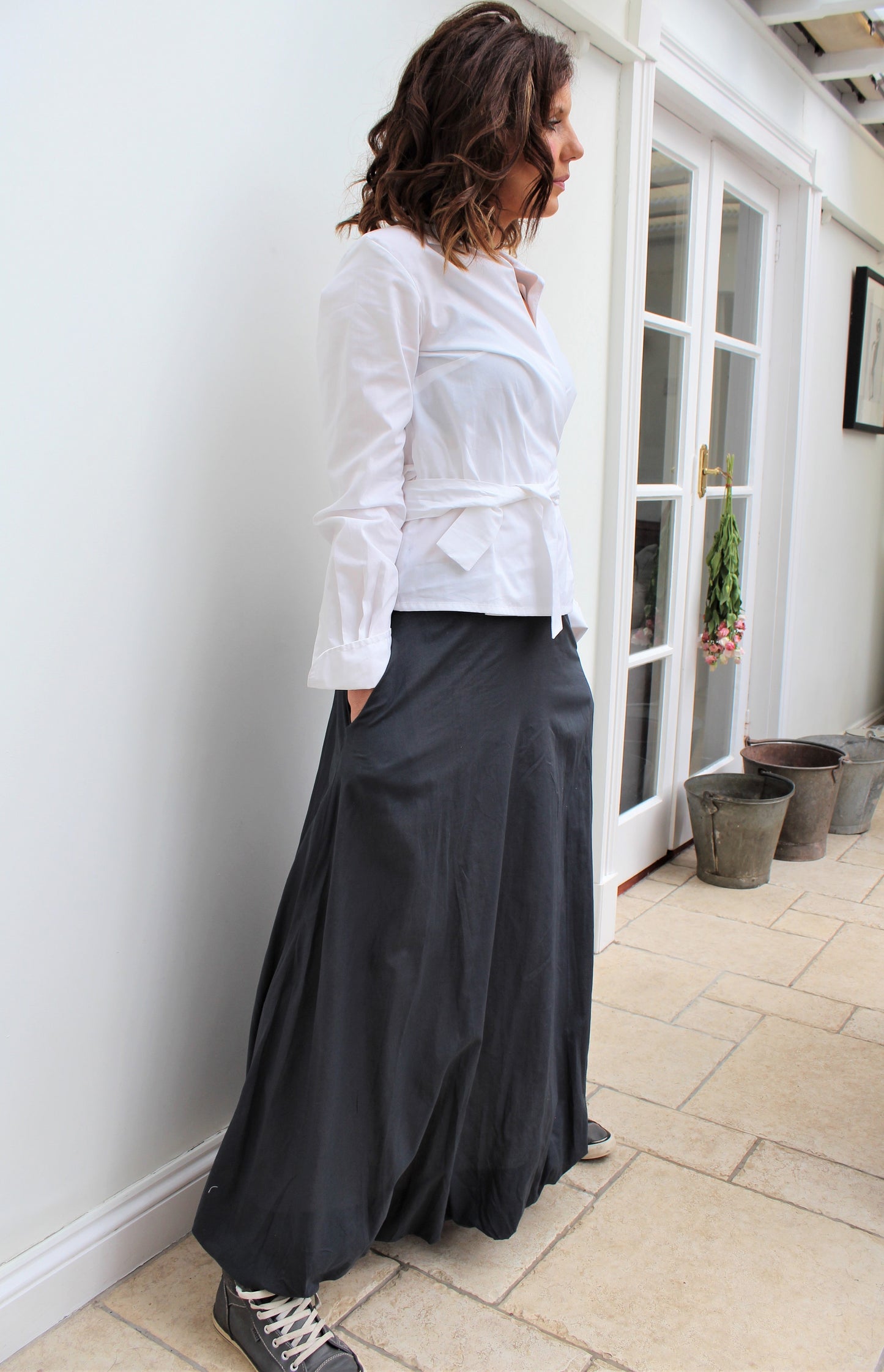 Gigi - cotton long skirt with bubble hem