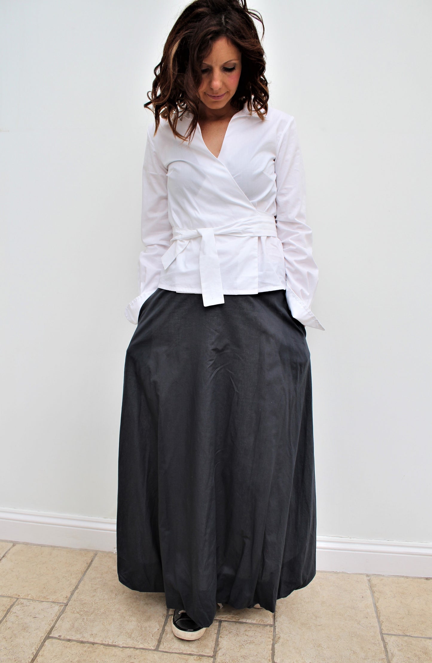 Gigi - cotton long skirt with bubble hem